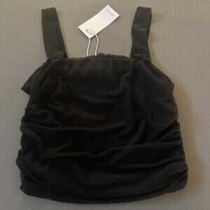 Antistar black mesh-lined ruched crop top #croptop NWT